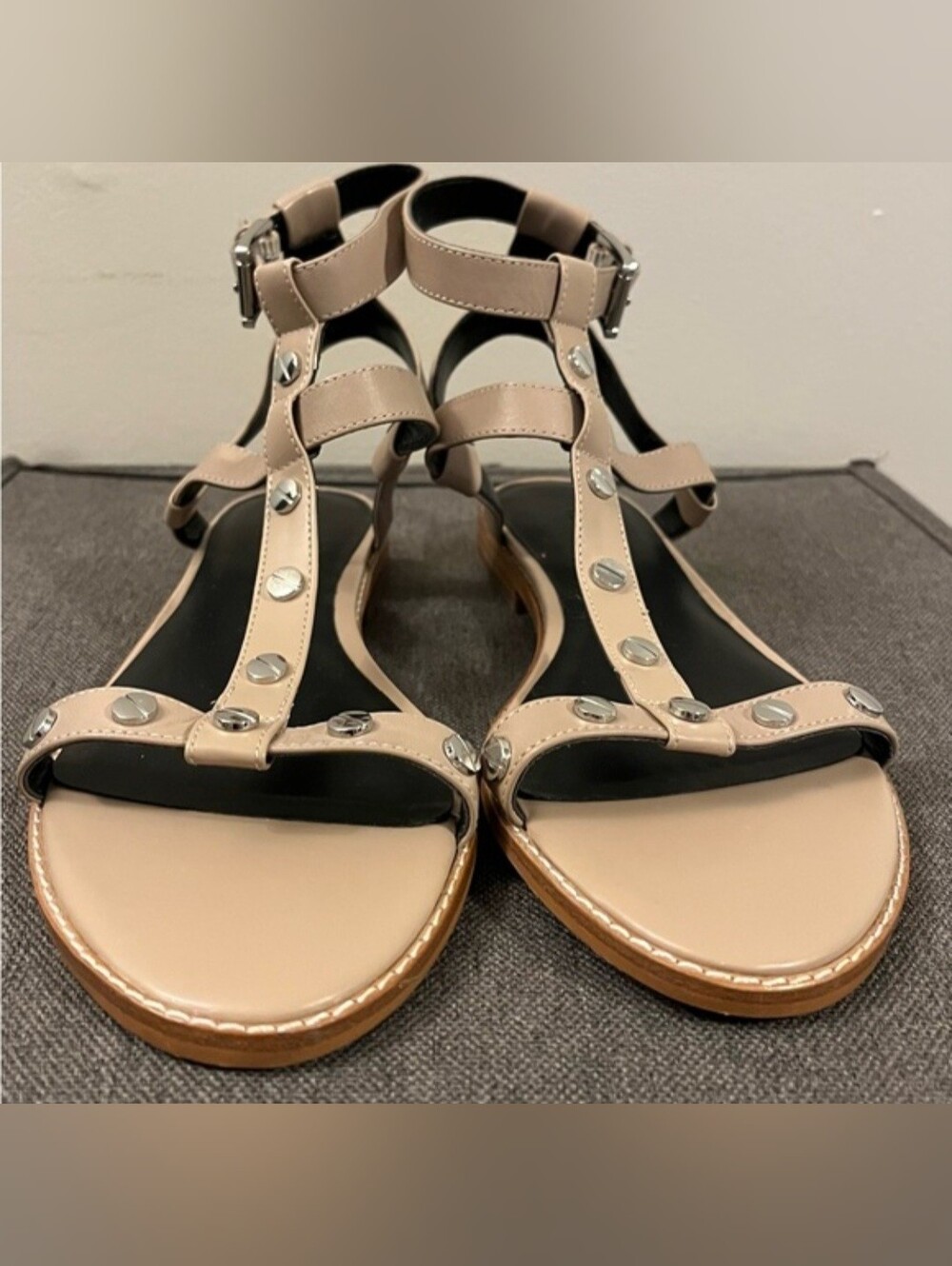 Rebecca Minkoff Nude & Silver Gladiator Sandals